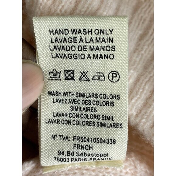 FRNCH Laeila V-neck Pointelle Cardigan In‎ Light Pink Pearlized Embellishments M - Picture 8 of 9